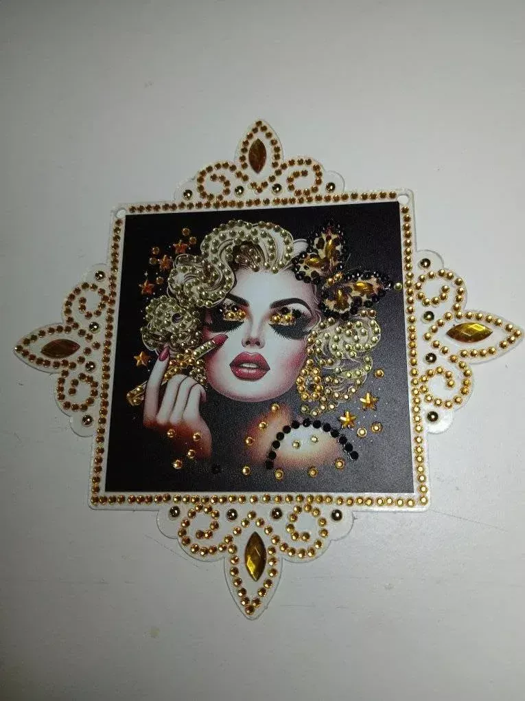 Golden glam portrait diamond art by Liz