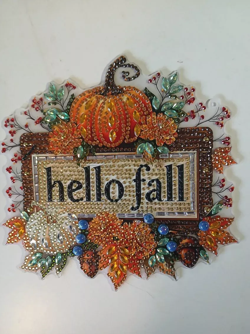 Hello fall sign diamond art by Liz
